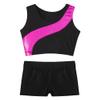 Agoky Kids Girls Gymnastics Workout Outfits Shiny Dance Clothes Sports Crop Top with Booty Shorts Active Tracksuit Rose 6 Years view 4