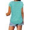 Womens Zip Front T-Shirts Short Sleeve V Neck Summer Top with Shirring Solid Color Loose Casual Zipper Blouses (Blue2,3X-Large) view 2
