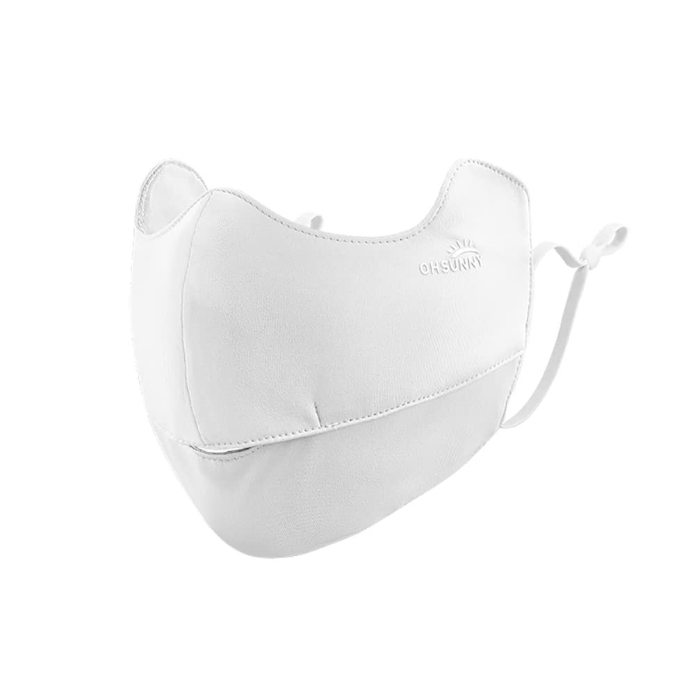 OH! ANY TIME ANY WEAR Sun Protection UPF 50+ UV Face Cover Summer Face Mask Neck Gaiter with Ear Loops SLN3M308 White