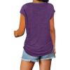 Womens Zip Front T-Shirts Short Sleeve V Neck Summer Top with Shirring Solid Color Loose Casual Zipper Blouses (Purple,Large) view 2