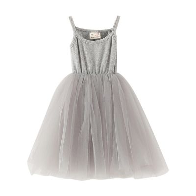 Baby Girls Tutu Dress Toddler Cotton Tutu Dress Infant Tulle Dresses Girl Sleeveless Princess Dress (Grey, 6-7 Years)