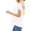 Womens Pocket Tie Front T-Shirts Short Sleeve V Neck Knot Casual Blouses Solid Color Loose Summer Shirt Tops (White,Small) view 3