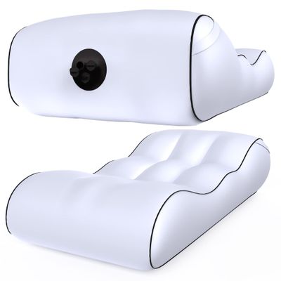 PHASFBJ Portable Lounger Chair with Built in Pump, Automatic Inflatable Couch, Ergonomic Design Blow Up Sofa Bed with Emergency Power Supply for Camping Beach Traveling Hiking Backyard,White
