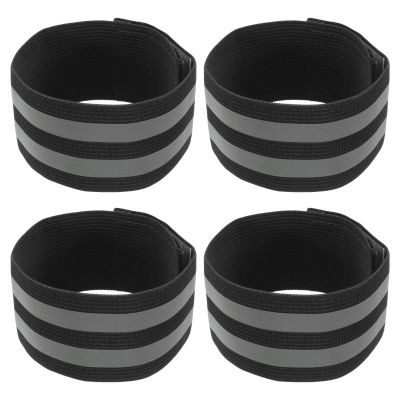 M METERXITY 4 Pack Reflective Bands - Safety Reflector Tape Strip, High Visibility Reflective Running Gear, Apply to Cycling Running Night Walking(12x2 Inch, Black)