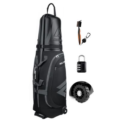 MOCTOUR Golf Travel Bags for Airlines with Wheels & ABS Hard Case Top, Protect Your Clubs, Waterproof 1680D Oxford Fabric and Oversize Tank Wheels, Lightweight and Easy to Maneuver (Black)