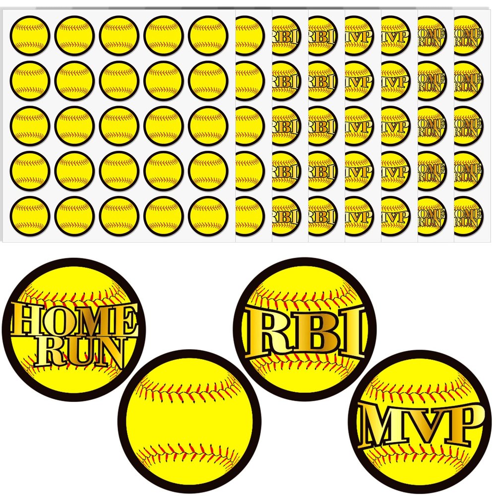 Crtiin 200 Pcs Baseball Softball Stickers 8 Sheets Self Adhesive Softball Award Decals Gifts for Boys Girls Helmet Stickers Accessories for Baseball, Batting