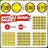 Crtiin 200 Pcs Baseball Softball Stickers 8 Sheets Self Adhesive Softball Award Decals Gifts for Boys Girls Helmet Stickers Accessories for Baseball, Batting view 3