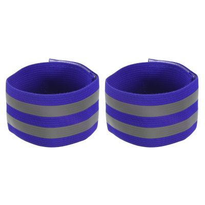 M METERXITY 2 Pack Reflective Bands - Safety Reflector Tape Strip, High Visibility Reflective Running Gear, Apply to Cycling Running Night Walking(10x2 Inch, Blue)