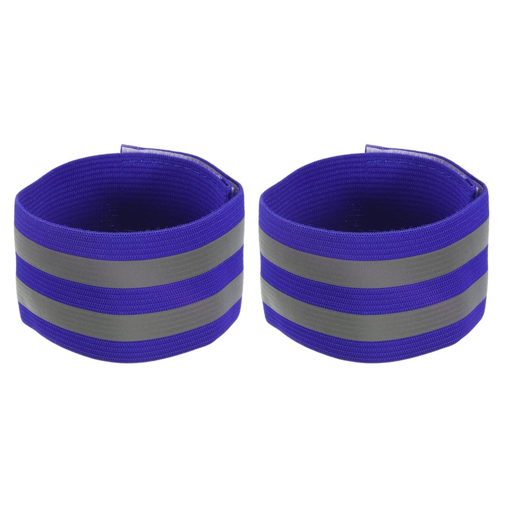 M METERXITY 2 Pack Reflective Bands - Safety Reflector Tape Strip, High Visibility Reflective Running Gear, Apply to Cycling Running Night Walking(10x2 Inch, Blue)