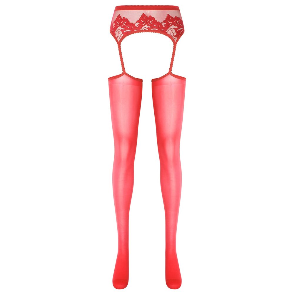 YiZYiF Women's Shimmery Oil Shiny Footed Thigh High Sheer Hold Up Pantyhose Stockings Tights Red A One Size
