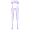 YiZYiF Women's Shimmery Oil Shiny Footed Thigh High Sheer Hold Up Pantyhose Stockings Tights Light Purple A One Size view 1