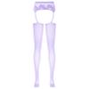 YiZYiF Women's Shimmery Oil Shiny Footed Thigh High Sheer Hold Up Pantyhose Stockings Tights Light Purple A One Size view 3