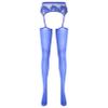 YiZYiF Women's Shimmery Oil Shiny Footed Thigh High Sheer Hold Up Pantyhose Stockings Tights Royal Blue A One Size view 1