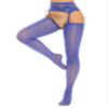 YiZYiF Women's Shimmery Oil Shiny Footed Thigh High Sheer Hold Up Pantyhose Stockings Tights Royal Blue A One Size view 3