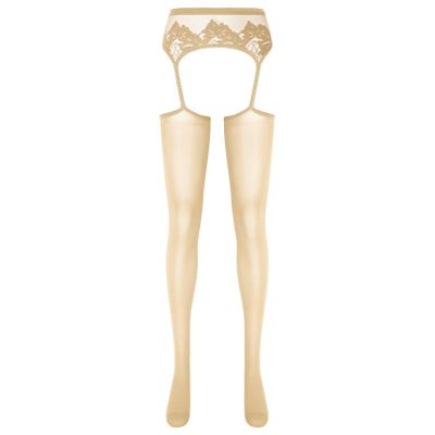 YiZYiF Women's Shimmery Oil Shiny Footed Thigh High Sheer Hold Up Pantyhose Stockings Tights Nude A One Size