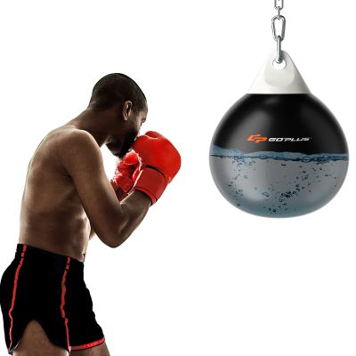 Goplus Water Aqua Bag, 21'' 180 Pound /18 110 Pound Heavy Punching Bag with Adjustable Metal Chain, Water Injection Hose, Boxing Training Bag for Adults Fitness, MMA (Black-18, 110LBS)