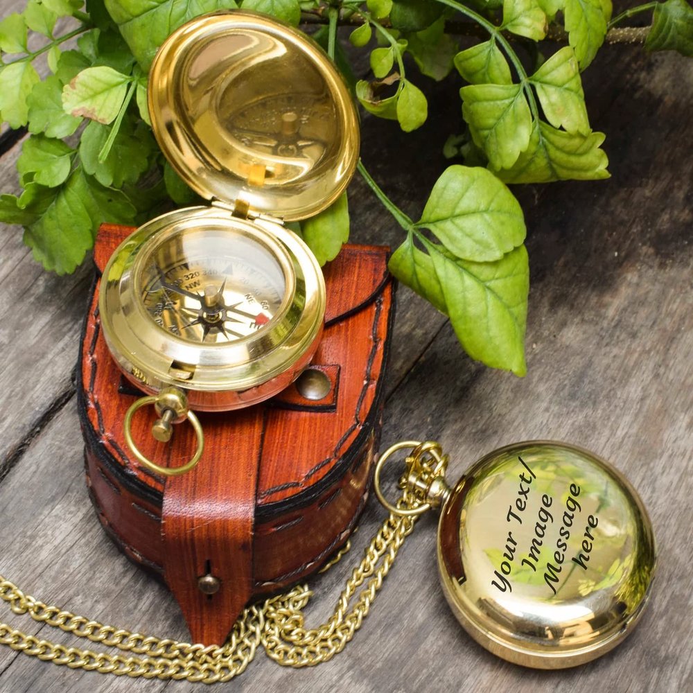 Personalized Compass Engraved Compass Brass Compass Valentine's Day Gifts Father's Day Mother's Day Custom Gift Brass Compass Gift for Graduation Anniversary Baptism Retirement Gift for Men Women