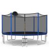Goplus Outdoor Trampoline, 12FT 14FT 15FT 16FT ASTM Approved Trampoline w/Basketball Hoop, Enclosure Net, Safety Pad, Ladder, Recreational Trampoline for Kids and Adults (Internal-Net, 14 FT) view 1