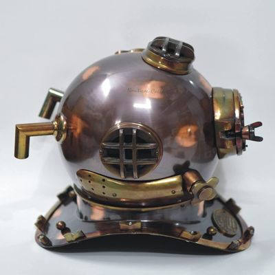 Divers Helmet Solid Steel & Aluminum Scuba Diving Helmet 18'' Diving Helmet Replica US Navy Mark V in Copper Antique Finish 16'' Lx12.5'' Wx17'' H