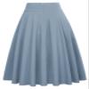 Belle Poque Women Blue Gray Skirts High Waisted Midi Flare Skirt with Pockets S view 4