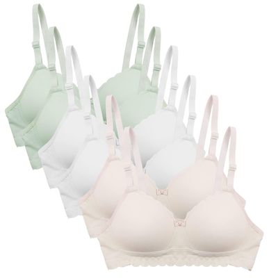 Nubofy Girls Training Bra Teen Kids Sports Bras 8-10 10-12 12-14 14-16 Lightly Padded Adjustable Straps