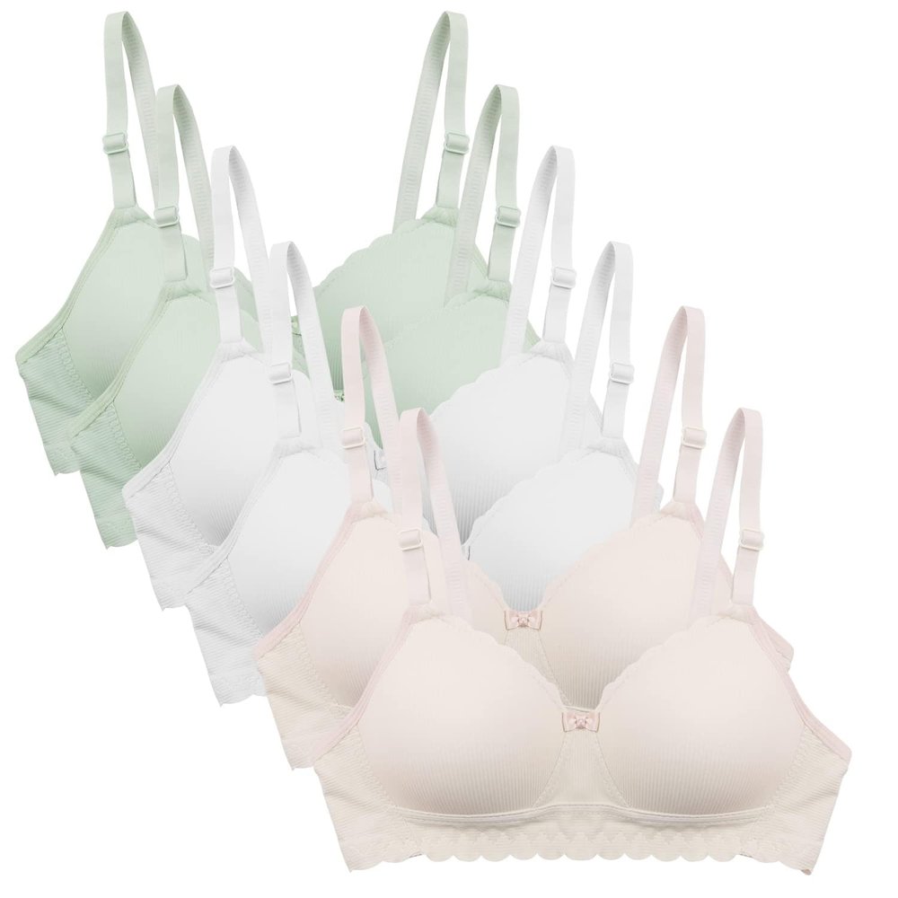 Nubofy Girls Training Bra Teen Kids Sports Bras 8-10 10-12 12-14 14-16 Lightly Padded Adjustable Straps