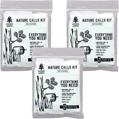 Wicked North Nature Calls Kit - The Complete Outdoor Bathroom Solution for Hunting, Camping, Hiking, 3-Pack