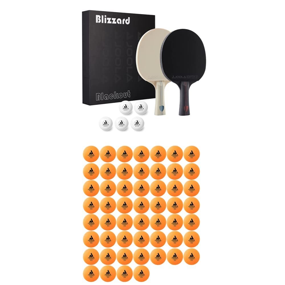 JOOLA Blizzard & Blackout - Competition Ping Pong Paddle Set + JOOLA Training 3 Star Table Tennis Balls