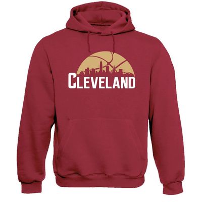 Xtreme Apparrel Cleveland Basketball City Skyline Men's Fan Hoodie Sweatshirt (Red Hoodie, 3XL)