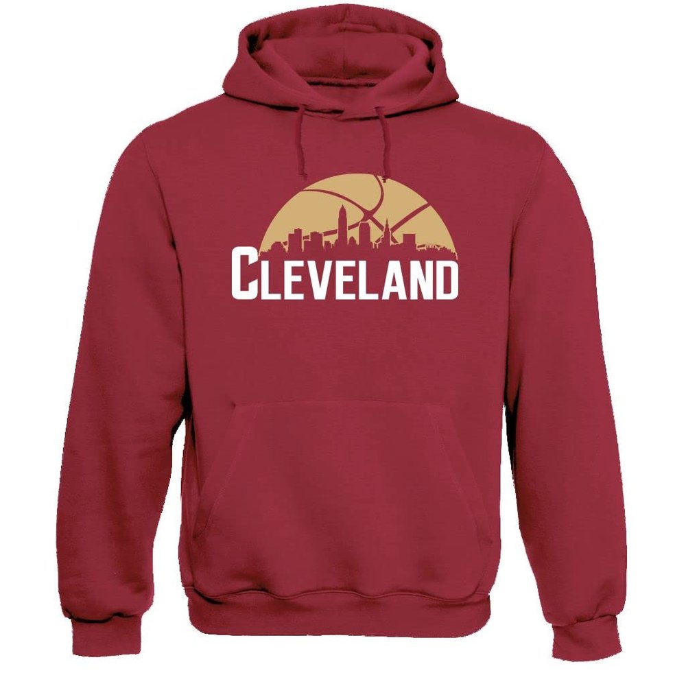Xtreme Apparrel Cleveland Basketball City Skyline Men's Fan Hoodie Sweatshirt (Red Hoodie, 3XL)