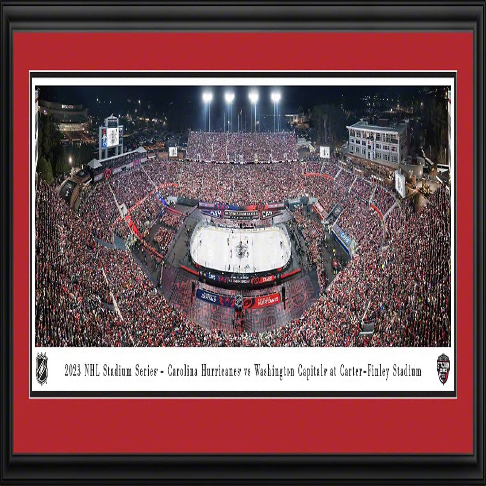 2023 NHL Stadium Series, Washington Capitals vs Carolina Hurricanes - 44x18-inch Double Mat, Deluxe Framed Picture by Blakeway Panoramas