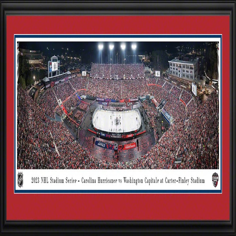 2023 NHL Stadium Series, Washington Capitals vs Carolina Hurricanes - 44x18-inch Double Mat, Deluxe Framed Picture by Blakeway Panoramas