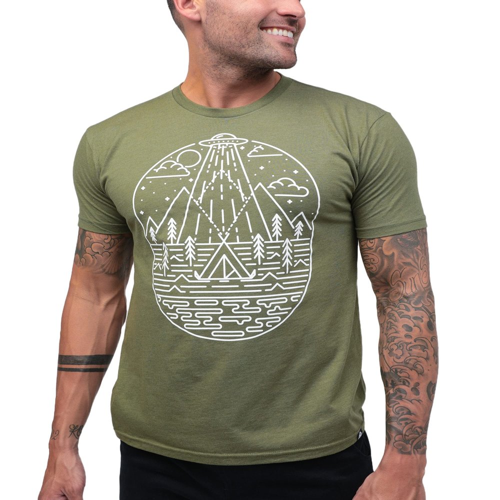 INTO THE AM Overseer Graphic Tee for Men - Short Sleeve Design T-Shirts (Olive Green, XX-Large)
