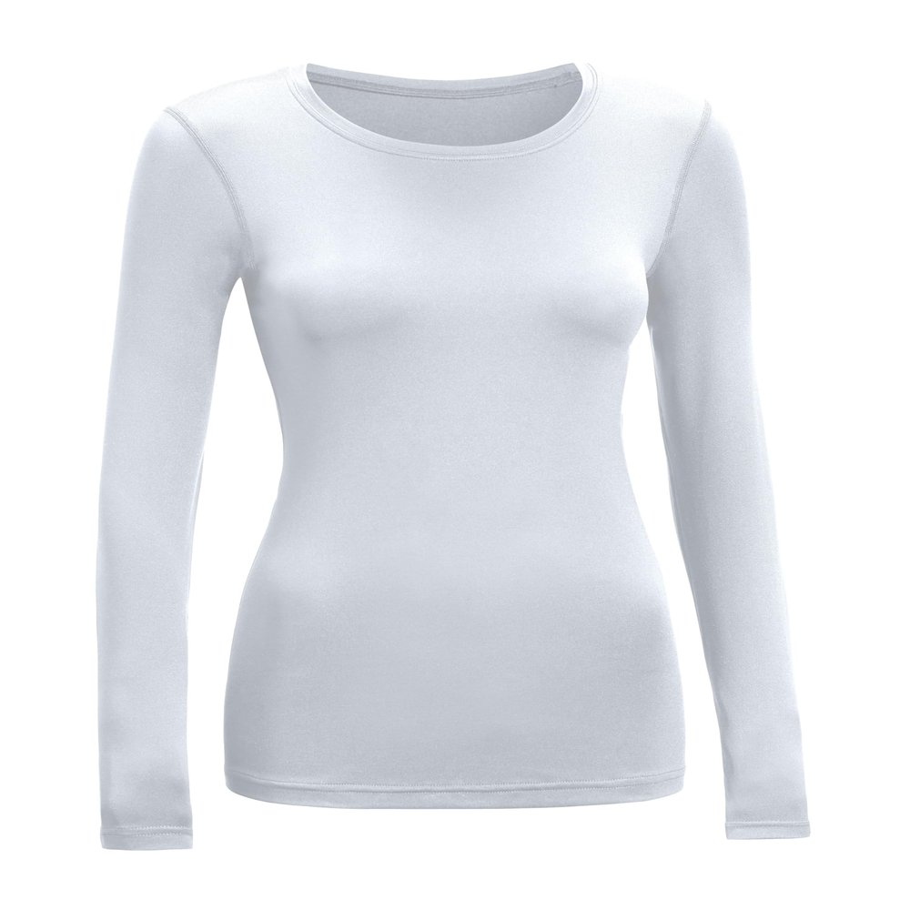 Expert Brand Women's Airstretch Long Sleeve Base Layer Performance Shirt, White, 2XL