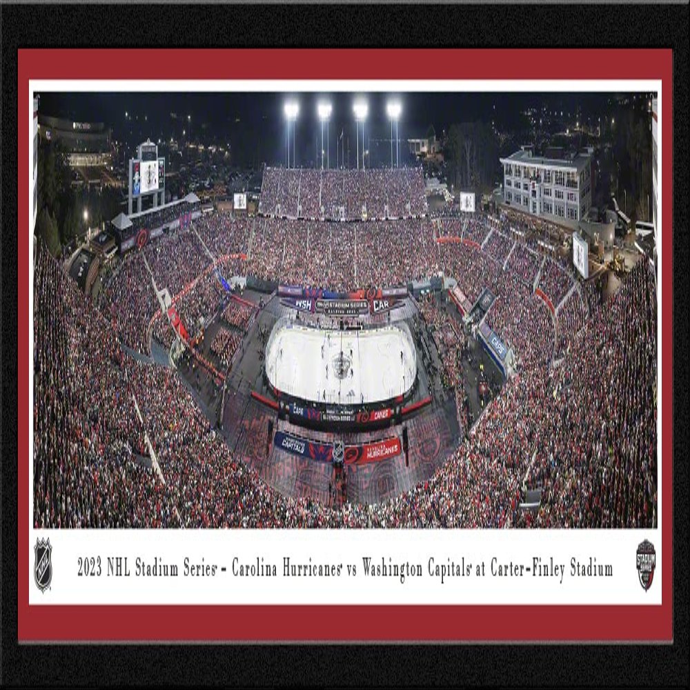 2023 NHL Stadium Series, Washington Capitals vs Carolina Hurricanes - 41.5x15-inch Single Mat, Select Framed Picture by Blakeway Panoramas