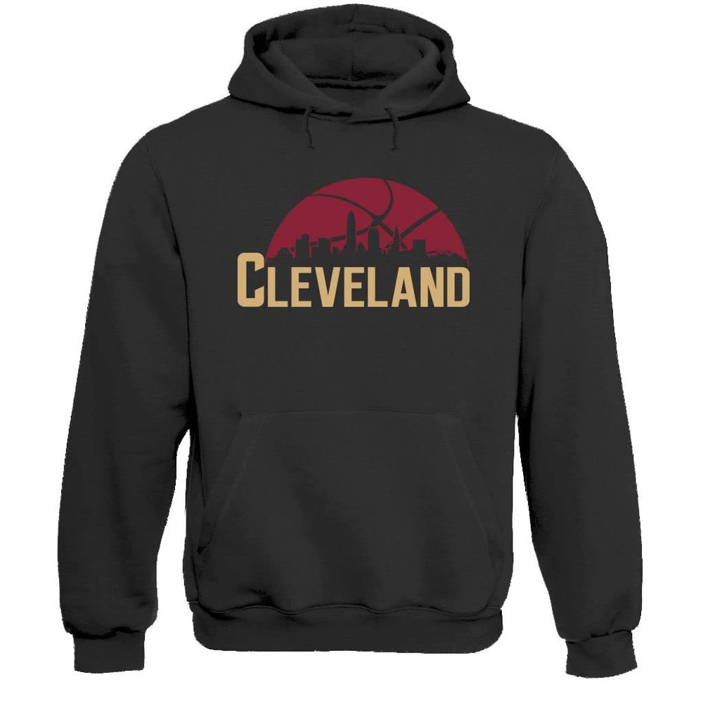 Xtreme Apparrel Cleveland Basketball City Skyline Men's Fan Hoodie Sweatshirt (Black Hoodie, 4XL)