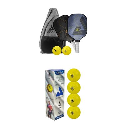 JOOLA Essentials Pickleball Paddles Set + JOOLA Primo Pickleball Balls - 4 Pack