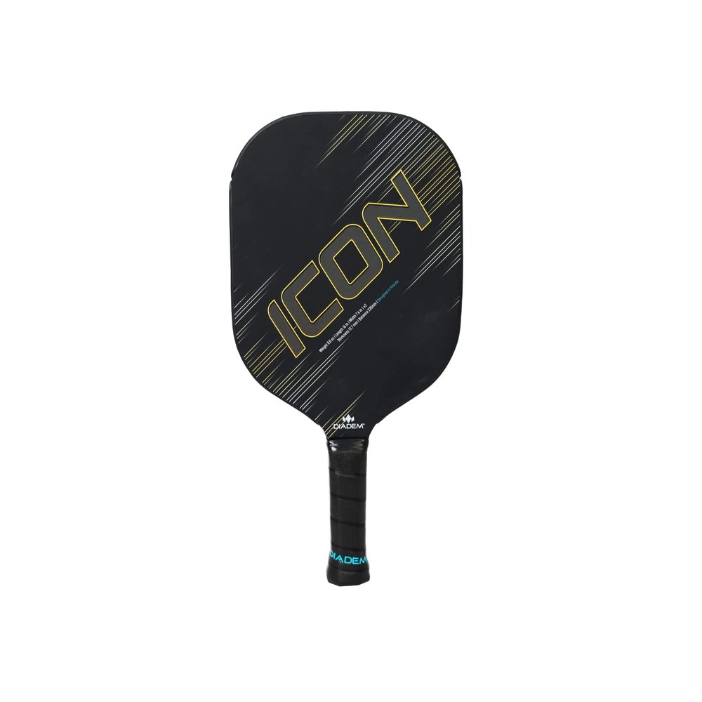 Diadem Icon v2 Pickleball Paddle | USAPA Approved | Carbon Fiber High Performance Paddle | Power, Control, Spin Friendly (Black, Standard)