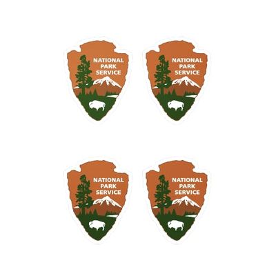 4 Pack National Park Service Vinyl Sticker Decal 2.2" x 2.9", Nature Lover Gift, Green Thumb Gift, Yosemite, Grand Canyon