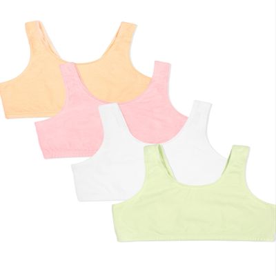 Fruit of The Loom Girls Cotton Built-up Stretch Sports Bra, Lentil/Mango/Pink/White, 36 US
