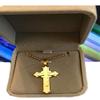 Blazing Autumn Gold Jesus Cross Pendant Stainless Steel Necklace for Men/Women Jewelry view 4
