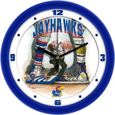 SunTime KU Jayhawks Basketball Wall Clock - Jump Ball by Gary Patterson - 11.5"