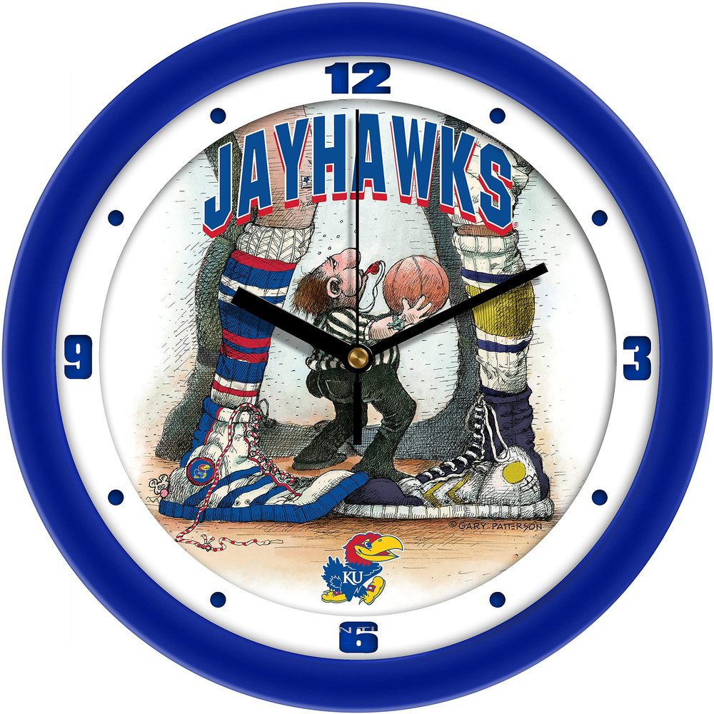 SunTime KU Jayhawks Basketball Wall Clock - Jump Ball by Gary Patterson - 11.5"