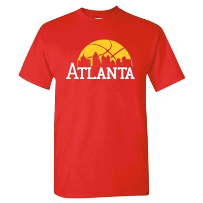 Atlanta Basketball Skyline Men's Fan T-Shirt (Red Shirt, 3XL)