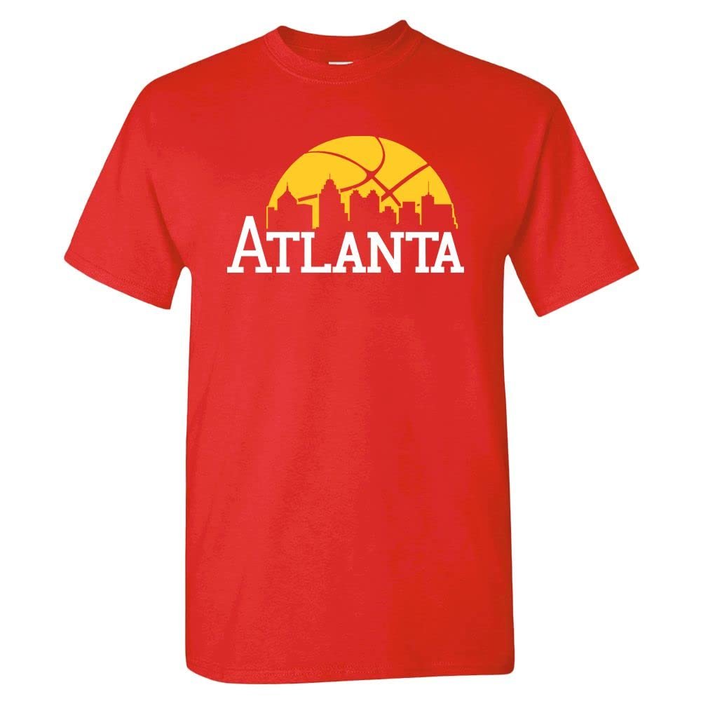 Atlanta Basketball Skyline Men's Fan T-Shirt (Red Shirt, 3XL)