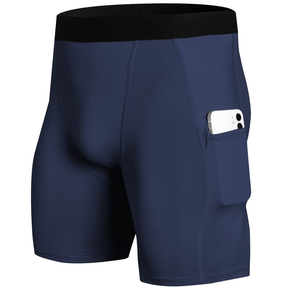SPVISE Navy Compression Shorts Men Spandex Underwear Sports Shorts Cool Dry Running Gym Basketball Tights Shorts Performance