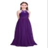 Duoremi Big Girls Sequin Halter Neck Wedding Long Dress Pageant Party Junior Bridesmaid Maxi Gown 01 Deep Purple 6 Years view 1