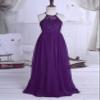 Duoremi Big Girls Sequin Halter Neck Wedding Long Dress Pageant Party Junior Bridesmaid Maxi Gown 01 Deep Purple 6 Years view 4