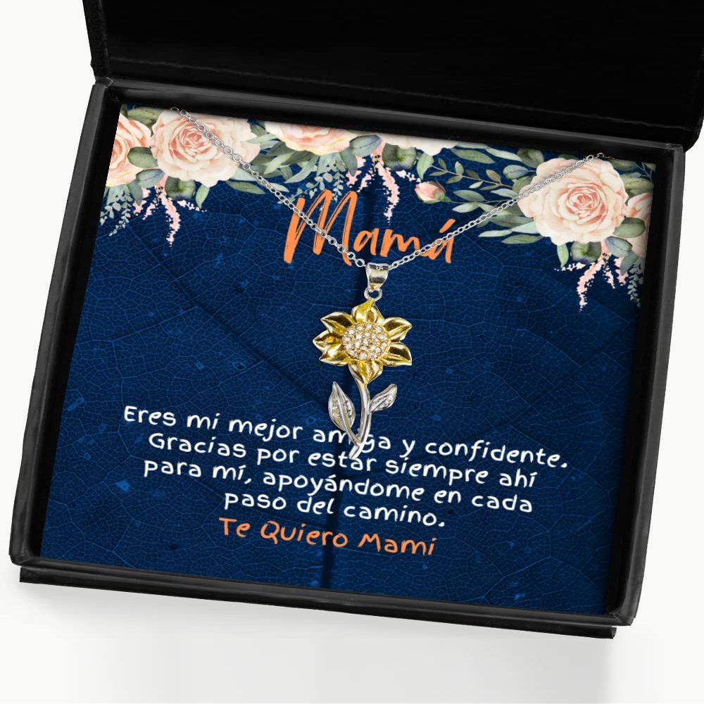 Regalos para Mami | Eres mi Mejor amiga y confidente en CADA paso del Camino - Pendiente de Flor, Cadena, Collar para mi Madre