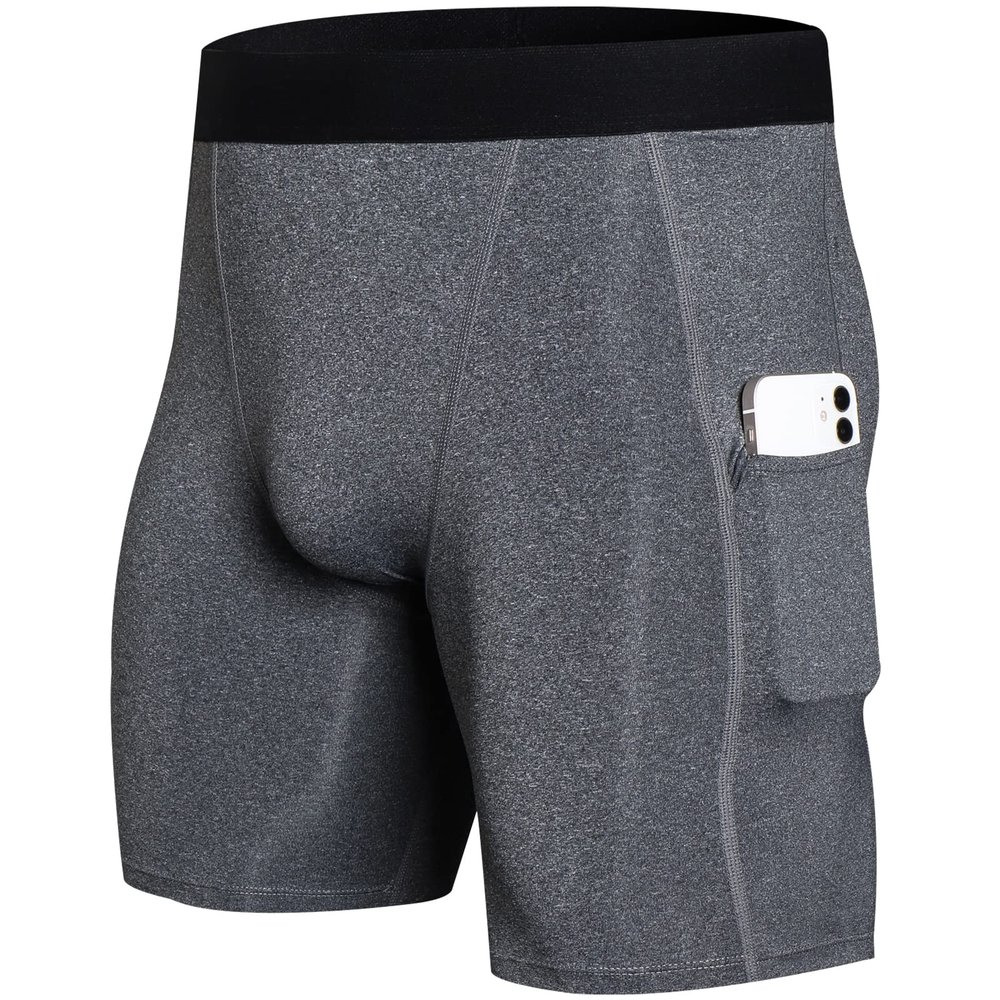 SPVISE Grey Compression Shorts Men Spandex Underwear Sports Shorts Cool Dry Running Gym Basketball Tights Shorts Performance